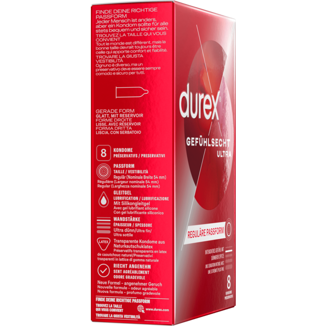 Durex Condooms Gevoels-echt Ultra, Breedte 54mm 8 St