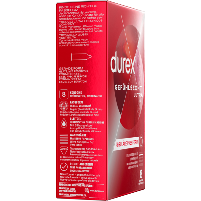 Durex Condooms Gevoels-echt Ultra, Breedte 54mm 8 St