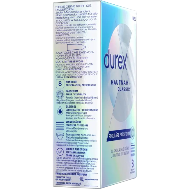 Durex Kondome Hautnah Classic, Breite 56mm 8 St
