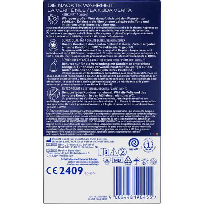 Durex Kondome Performa, Breite 56mm 12 St