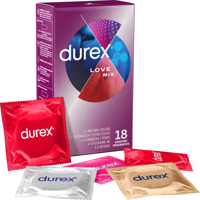 Durex Kondome Love Mix, Breite 52mm & 56mm 18 St