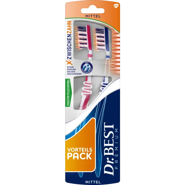 Dr. Best Tandenborstels Premium X-tussentand Medium Voordeelverpakking 2 St