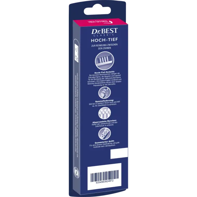 Dr. Best Tandenborstels Classic Hoog-laag Medium Voordeelverpakking (2+1 Gratis) 3 St
