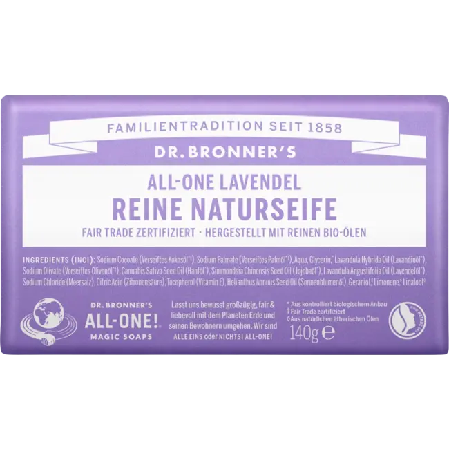 Dr.Bronner's Zeepstuk Pure Natuurlijke Zeep Lavendel 140 g