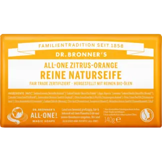 Dr.Bronner's Dr.Bronner's Zeepstuk Pure Natuurlijke Zeep All One Citrus & Sinaasappel 140g