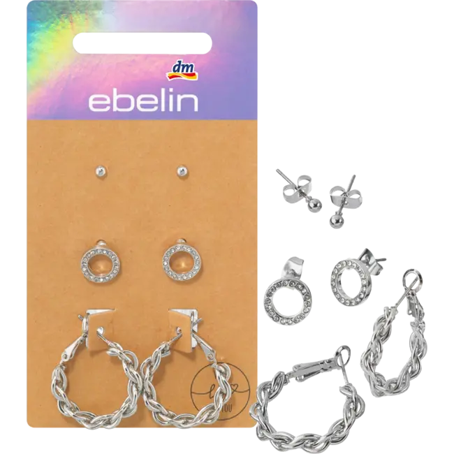 ebelin Oorsbellenset Zilver-look Met Creolen 6 St