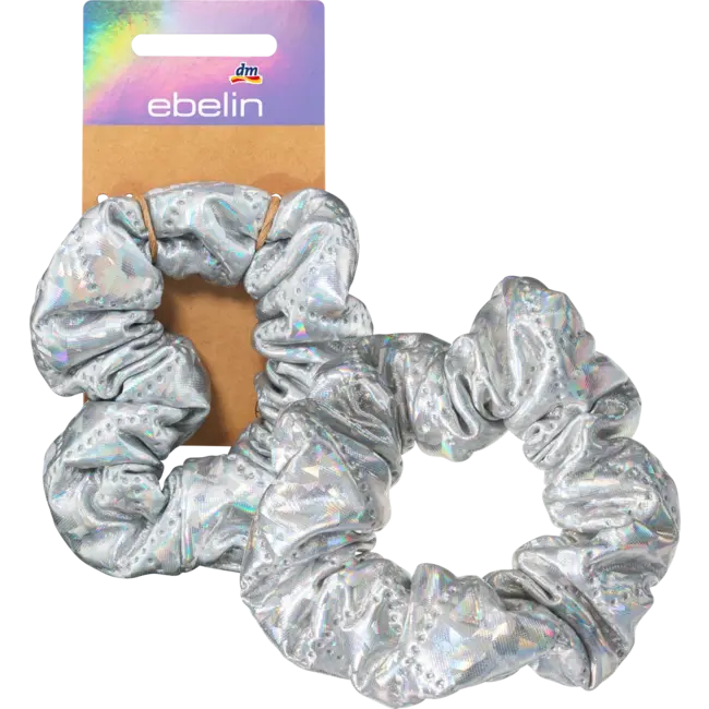 ebelin Scrunchie Gewatteerd Zilver Holografisch 1 St