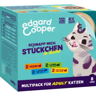 Edgard & Cooper Edgard & Cooper Natvoer Kat Met Kip, Zalm, Lam & Kalkoen In Saus, Multipack (8x85 G)