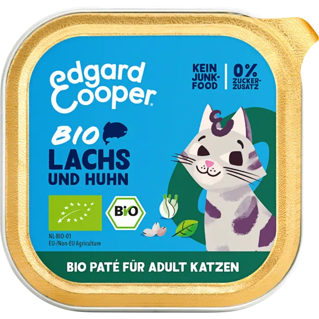 Edgard & Cooper Natvoer Kat Bio Met Zalm, Kip & Chia 85 g