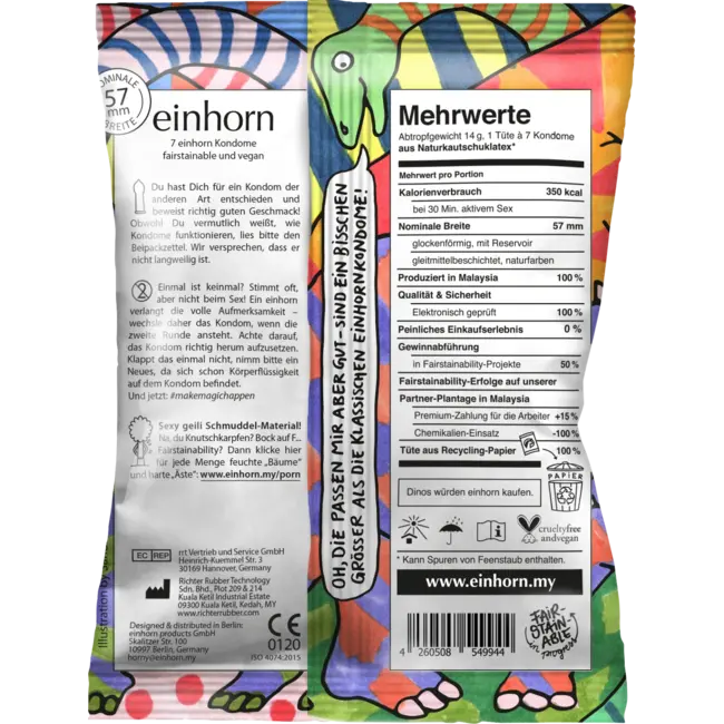 einhorn Condooms BIG Extra Groot, Breedte 57mm 7 St