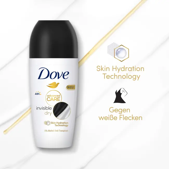 Dove Antitranspirant Deo Roll-on Advanced Care Onzichtbaar Droog 50 ml