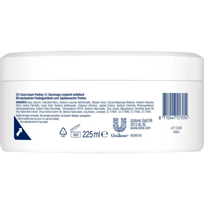 Dove Bodyscrub Macadamia & Rijstmelk 225 ml