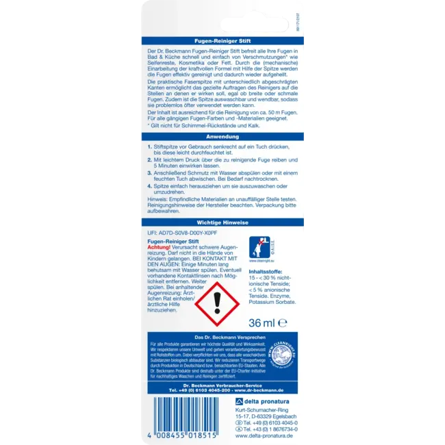 Dr. Beckmann Badkamerreiniger Voegenreiniger Stift 36 ml