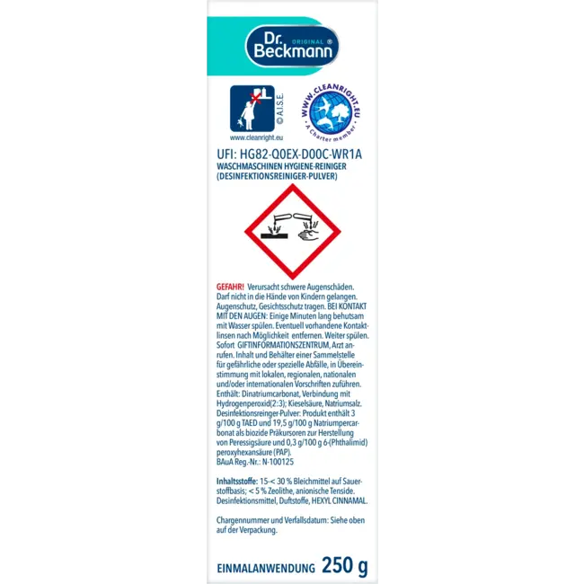 Dr. Beckmann Wasmachine Reiniger Hygiëne 250 g