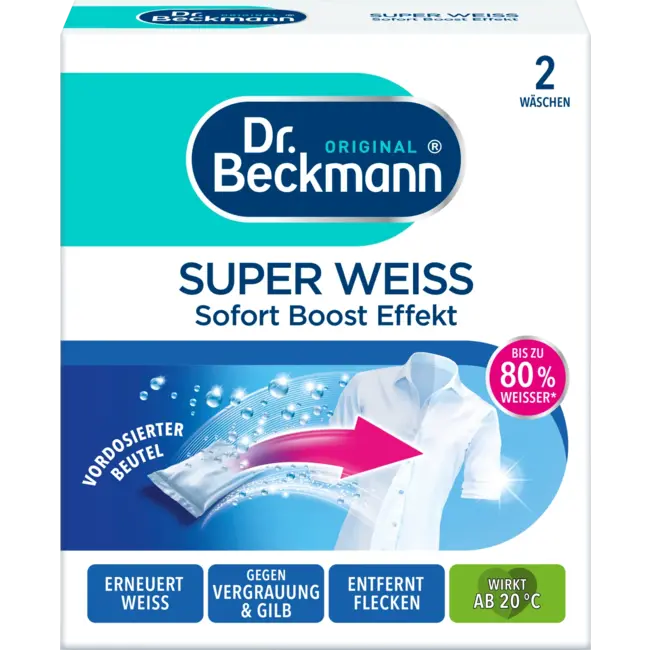 Dr. Beckmann Wasgoed Wit Super In Zakje 80 g