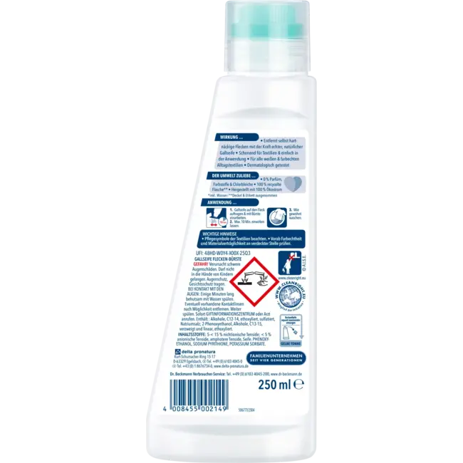 Dr. Beckmann Galzeep Vlekkenborstel Voor Voorbehandeling 250 ml