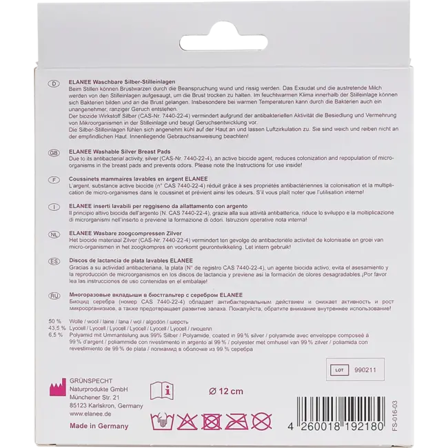 Elanee Zoogkompressen Zilver Wasbaar 2 St