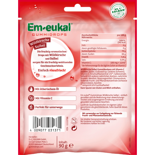 Em-eukal Gummidrops Wilde Kers Salie 90 g