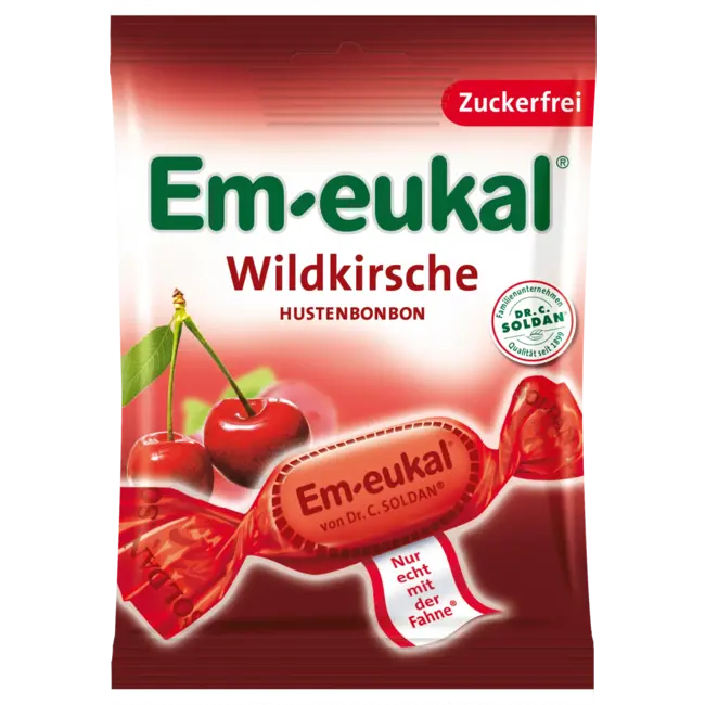 Em-eukal Bonbon, Wilde Kers, Suikervrij 75 g