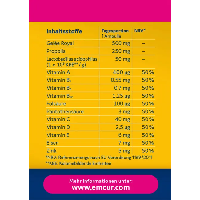 EMCUR Gelei Royal 500 Kinder Ampullen Aardbei 20 St 300 ml