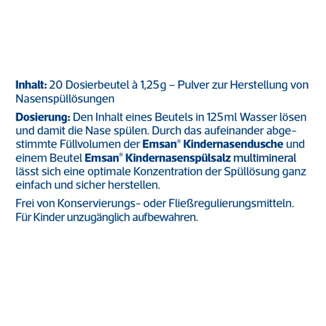 Emsan Nasaal Spoelzout (20x1,25 G) Sachet Voor Kinderen 20 St