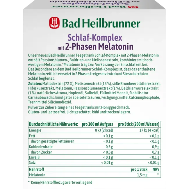 Bad Heilbrunner Kruidenthee Slaapcomplex Met 2-fasen Melatonine (10 Stuks) 10 g