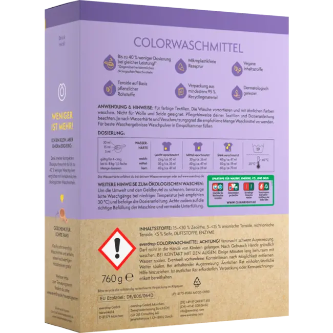 everdrop Colorwaschmittel Pulver 19 Wl