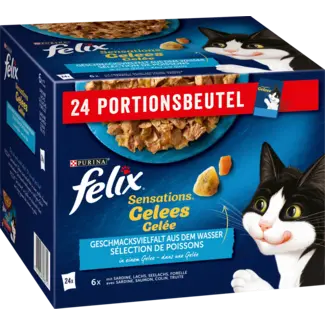 Felix Felix Natvoer Kat, Sensations Gelei - Verscheidenheid Aan Smaken Uit Het Water, Volwassene, Multipack (24x85 G)