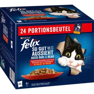 Felix Felix Natvoer Kat, Verscheidenheid Aan Smaken Van Het Land In Gelei, Volwassene ,multipack (24x85 G)