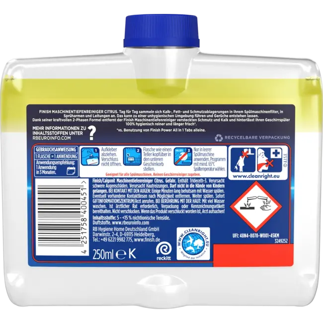 Finish Vaatwasserreiniger Dieptereiniger Lemon 250 ml