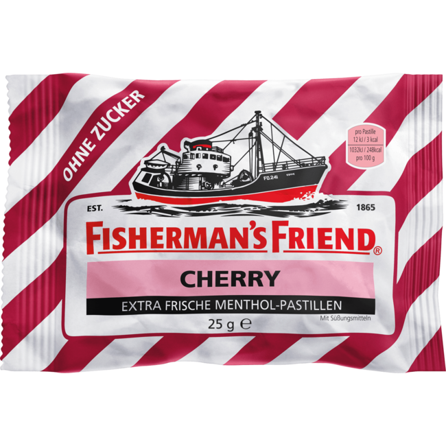 Fisherman's Friend Pastilles, Wild Cherry, Wilde Kers, Suikervrij 25 g