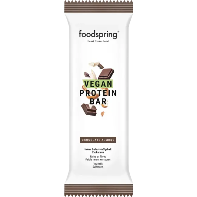 foodspring Proteinriegel Chocolade Amandel, Vegan 60 g