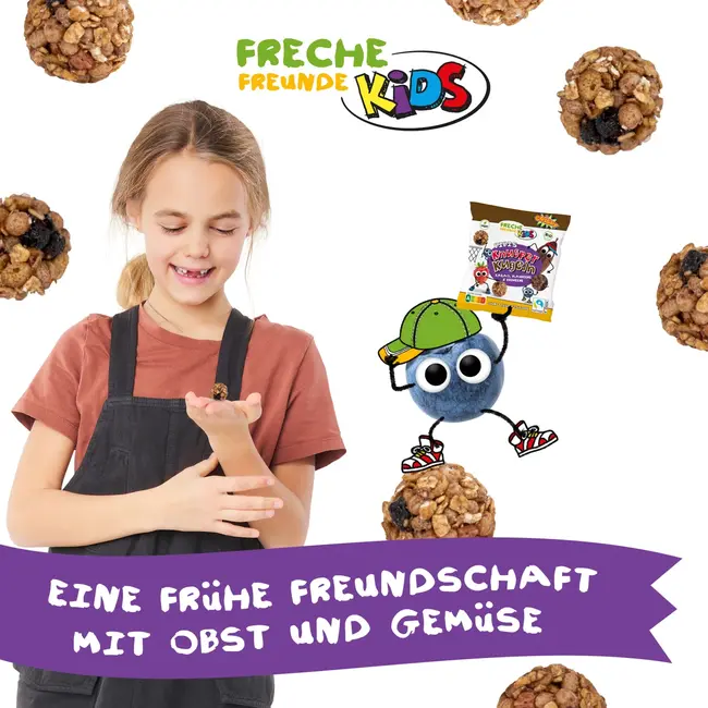 Freche Freunde Kindersnack Knapperige Balletjes Cacao, Bosbes & Aardbei, Vanaf 3 Jaar 30 g