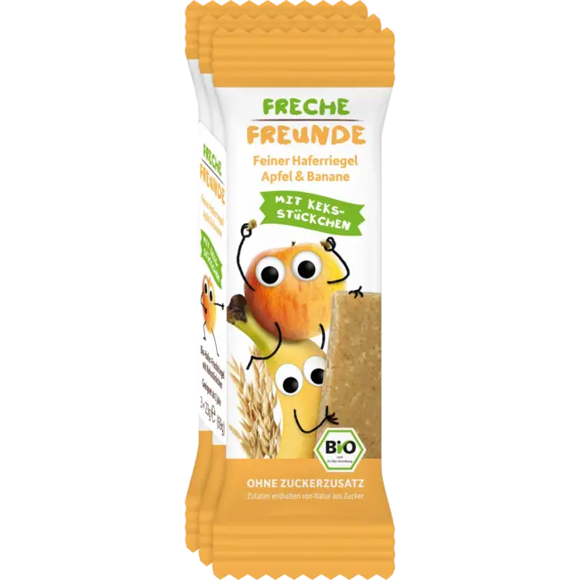 Freche Freunde Fruitreep Haver, Appel & Banaan Met Koekjesstukjes, Vanaf 1 Jaar (3x23 G) 69 g