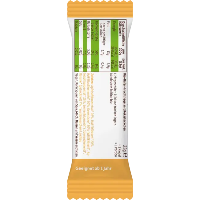 Freche Freunde Fruitreep Haver, Appel & Banaan Met Koekjesstukjes, Vanaf 1 Jaar (3x23 G) 69 g