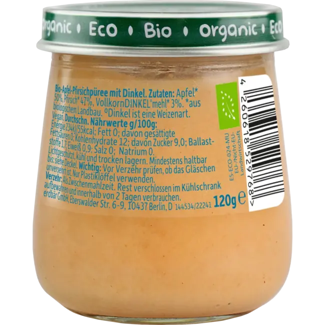 Freche Freunde Fruit En Granen Appel, Perzik Met Spelt Vanaf De 6e Maand 120 g