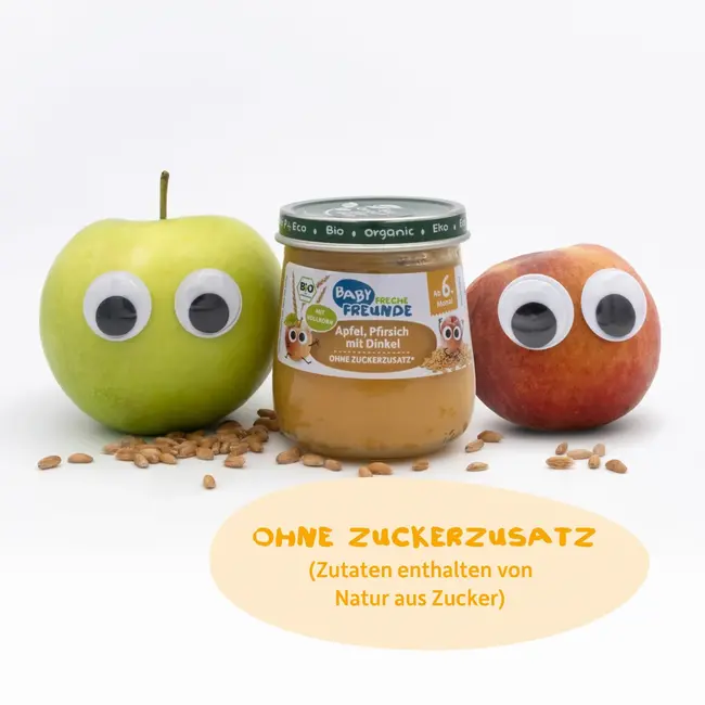 Freche Freunde Fruit En Granen Appel, Perzik Met Spelt Vanaf De 6e Maand 120 g