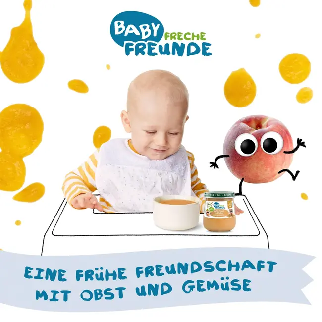 Freche Freunde Fruit En Granen Appel, Perzik Met Spelt Vanaf De 6e Maand 120 g