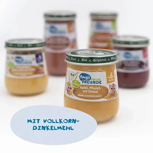 Freche Freunde Fruit En Granen Appel, Perzik Met Spelt Vanaf De 6e Maand 120 g