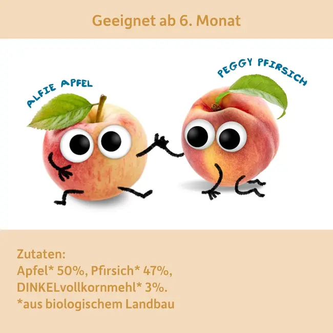 Freche Freunde Fruit En Granen Appel, Perzik Met Spelt Vanaf De 6e Maand 120 g