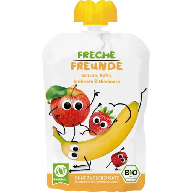 Freche Freunde Quetschie Banaan, Appel, Aardbei & Framboos Vanaf 6 Maanden 100 g