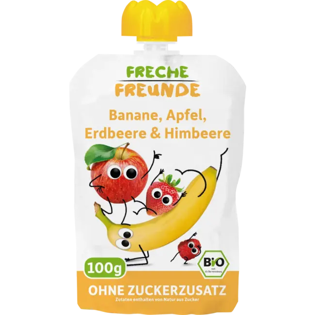 Freche Freunde Quetschie Banaan, Appel, Aardbei & Framboos Vanaf 6 Maanden 100 g