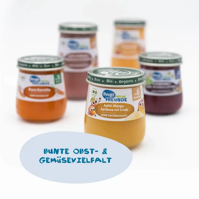 Freche Freunde Fruit & Granen Appel, Mango, Abrikoos Met Griesmeel Vanaf De 6e Maand 120 g