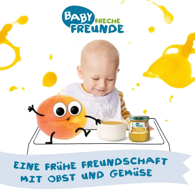 Freche Freunde Fruit & Granen Appel, Mango, Abrikoos Met Griesmeel Vanaf De 6e Maand 120 g