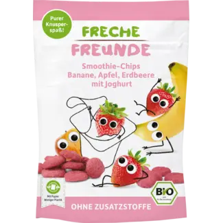 Freche Freunde Freche Freunde Kindersnack Smoothie-chips Banaan Appel Aardbei Met Yoghurt, Vanaf 3 Jaar