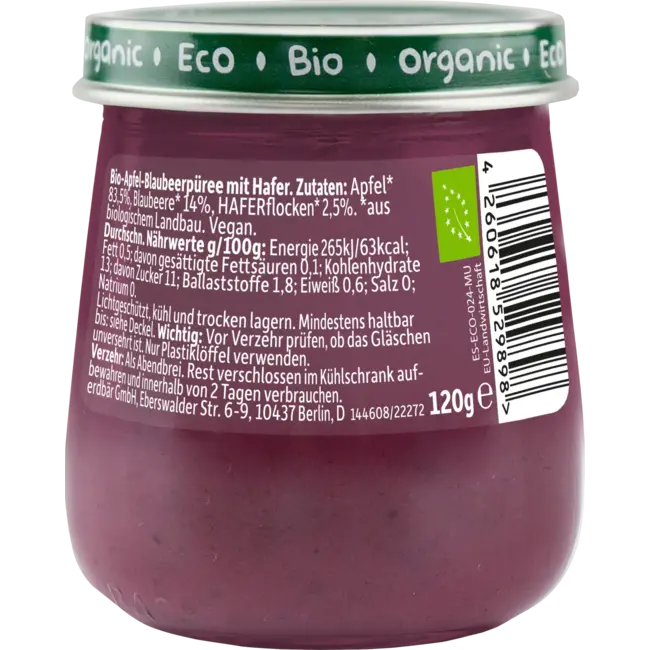 Freche Freunde Avondpap Appel, Bosbes Met Haver, Vanaf De 6e Maand 120 g