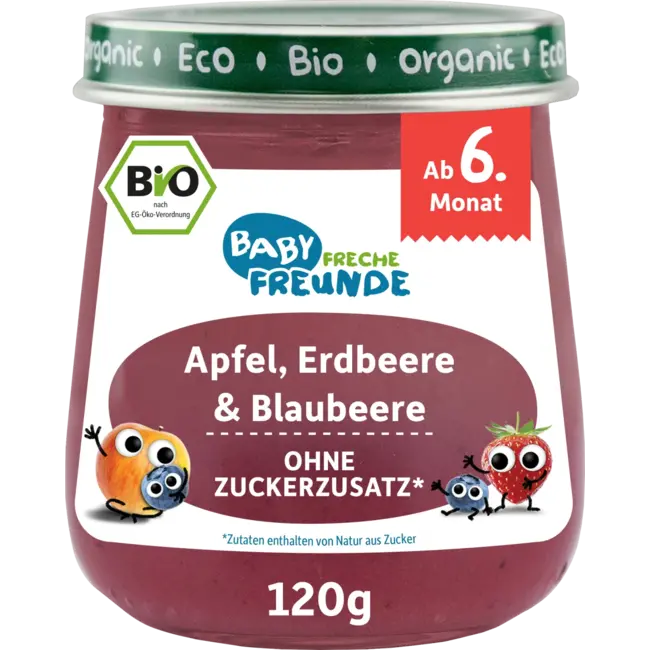 Freche Freunde Vruchten Appel, Aardbei & Bosbes, Vanaf De 6e Maand 120 g