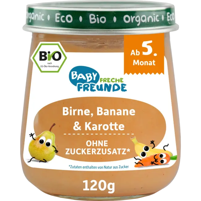 Freche Freunde Vruchten Peer, Banaan & Wortel, Vanaf De 5e Maand 120 g