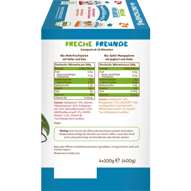 Freche Freunde Quetschie Ontbijtmix, Vanaf 10 Maanden (4x100 G) 400 g