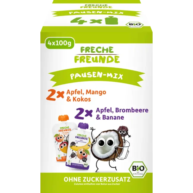 Freche Freunde Quetschie Mix, Vanaf 6 Maanden (4x100 G) 400 g